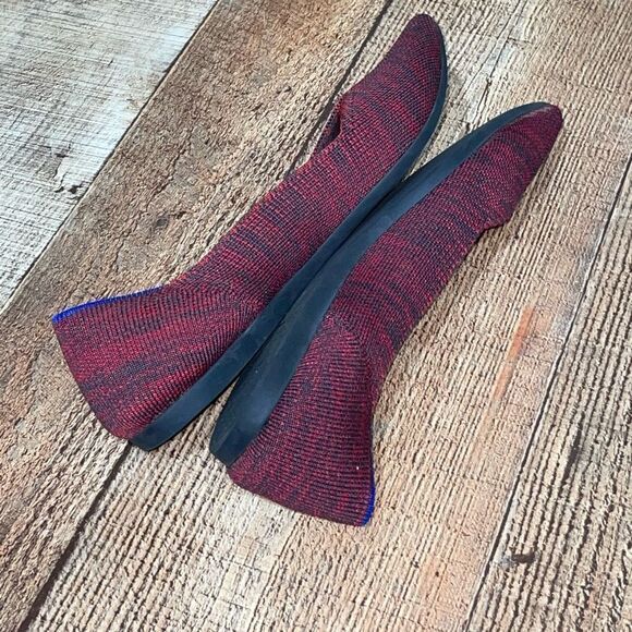 Rothys W8 crimson heather red gray slip on pointed toe ballet flats - Picture 9 of 13
